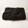 Intergrate Basket Weave Black Throw Blanket