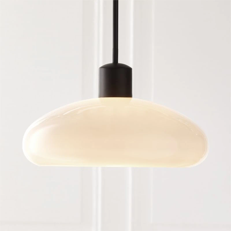 Iona Matte Black And Opaline Glass Pendant Light 2 Iona Matte Black And Opaline Glass Pendant Light - Image 2