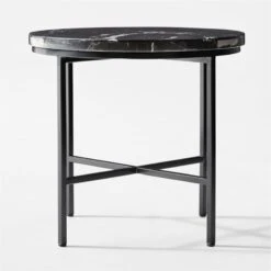 Irwin Black Marble Side Table -Optimal Furniture Store IrwinBlkMrblSideTableSOSSF21