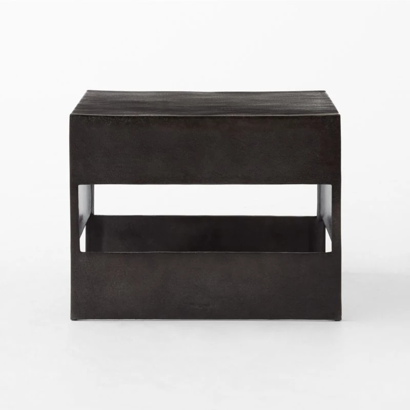 Jalousie Square Black Cast Aluminum Side Table 2 Jalousie Square Black Cast Aluminum Side Table - Image 2