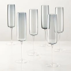 Juliet Midnight Blue Champagne Flute Set Of 6