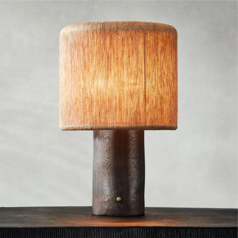 Ramble Tall Dark Brown Ceramic Table Lamp With Jute Shade 2 Ramble Tall Dark Brown Ceramic Table Lamp With Jute Shade - Image 2