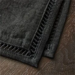 Eyelet Black Linen Napkin -Optimal Furniture Store KMEyeletIBlackNapkinAV2SHS21