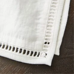 Eyelet White Linen Napkin -Optimal Furniture Store KMEyeletIvoryNapkinAV2SHS21