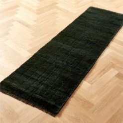 Kada Handknotted Viscose Green Runner Rug 2.5'x8' -Optimal Furniture Store KadaHdkdVscDkGnRnnr2p5x8SHF22