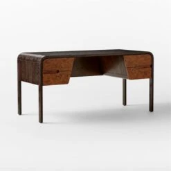 Kasen Burl Wood Executive Desk -Optimal Furniture Store KasenExecutiveDesk3QSSS23