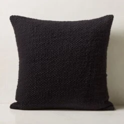 Kellan Basketweave Black Wool Throw Pillow With Down-Alternative Insert 26''