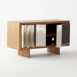 Kibo Steel And Oak Wood Media Console 42.5'' -Optimal Furniture Store KiboCredenza3QAVSSF21