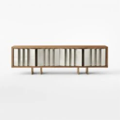 Kibo Steel And Oak Wood Media Console 83'' -Optimal Furniture Store KiboLargeMediaCredenzaSOSSF22