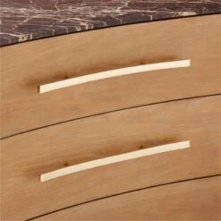Kingsbury Tall 4-Drawer Curved Oak Wood Dresser With Marble Top -Optimal Furniture Store KingsburyCrvdMrblChestAVSSF22