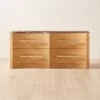 Kingsbury Low 4-Drawer Curved Oak Wood Dresser With Marble Top