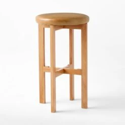 La Piedra Backless Brown Leather Bar Stool Set Of 2 -Optimal Furniture Store LaPiedraBklsLthrBarStl3QSSS22