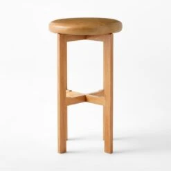 La Piedra Backless Brown Leather Bar Stool Set Of 2 -Optimal Furniture Store LaPiedraBklsLthrBarStlSOSSS22