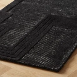 Larso Hand-Tufted Wool-Blend Black Runner Rug 2.5'x8' -Optimal Furniture Store LarsoTftdBlkRunner2p5x8ROS23