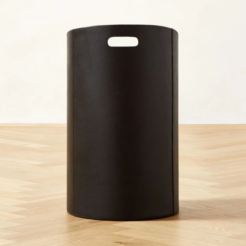 Black Leather Laundry Hamper 1 Black Leather Laundry Hamper