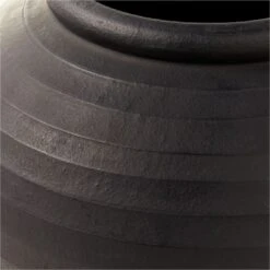 Leto Round Black Terracotta Vase -Optimal Furniture Store LetoBlackVaseAVSHF22