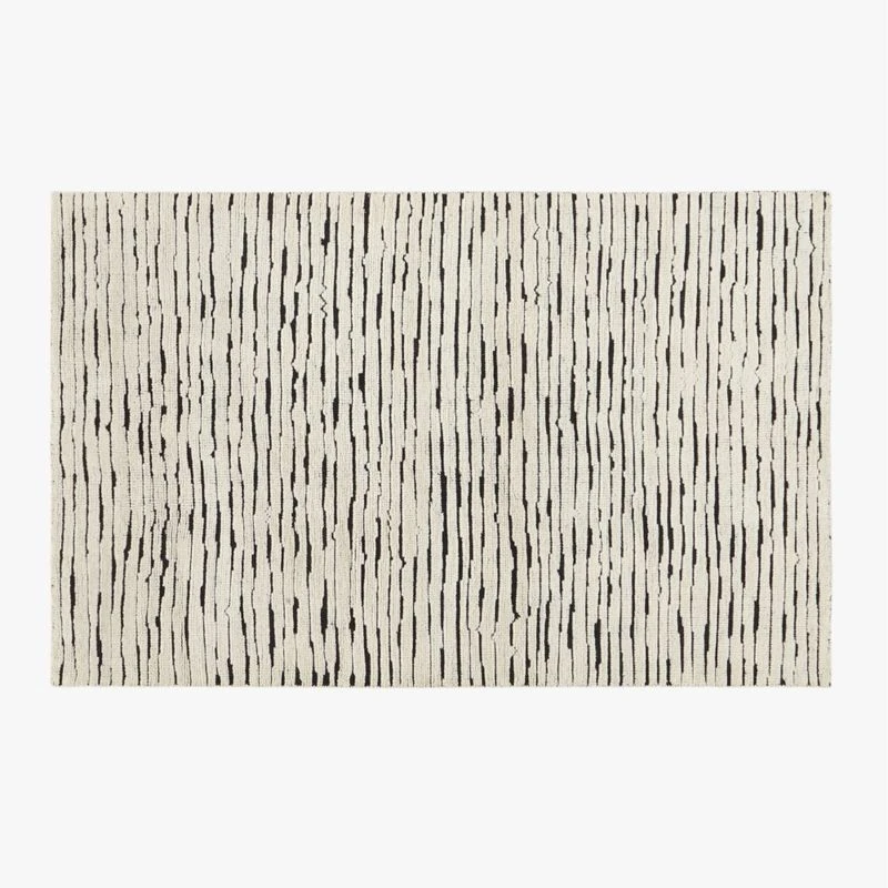 Levi Handknotted New Zealand Wool Black And Ivory Area Rug 5'x8' 1 Levi Handknotted New Zealand Wool Black And Ivory Area Rug 5'x8'