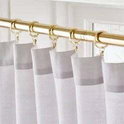 Polished Brass Curtain Rings With Clips Set Of 9 -Optimal Furniture Store LghtwghtWlLtGreyPnl96inAVSHF21