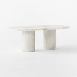 Liguria Oval White Marble Coffee Table With White Marble Base -Optimal Furniture Store LiguriaWtOvTpWtBsMbCfTbl3QSSF22