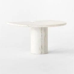 Liguria Rounded White Marble Side Table With White Marble Base -Optimal Furniture Store LiguriaWtTopWtBsTable3QSSF22