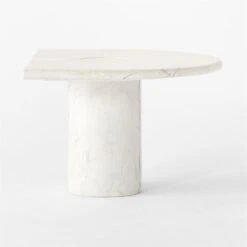 Liguria Rounded White Marble Side Table With White Marble Base -Optimal Furniture Store LiguriaWtTopWtBsTableSDSSF22