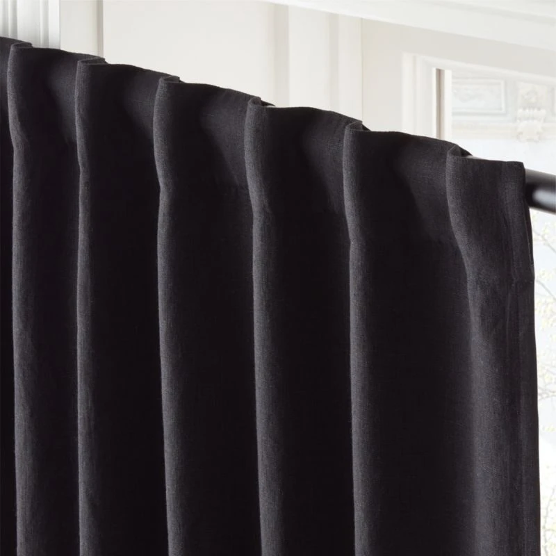 Black Linen Blackout Window Curtain Panel 48''x84'' 4 Black Linen Blackout Window Curtain Panel 48''x84'' - Image 4