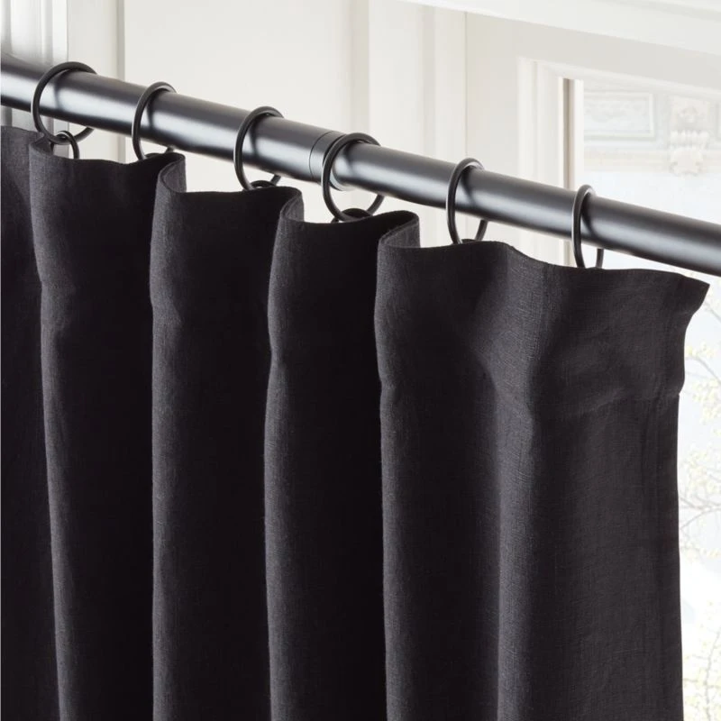 Black Linen Blackout Window Curtain Panel 48''x84'' 2 Black Linen Blackout Window Curtain Panel 48''x84'' - Image 2