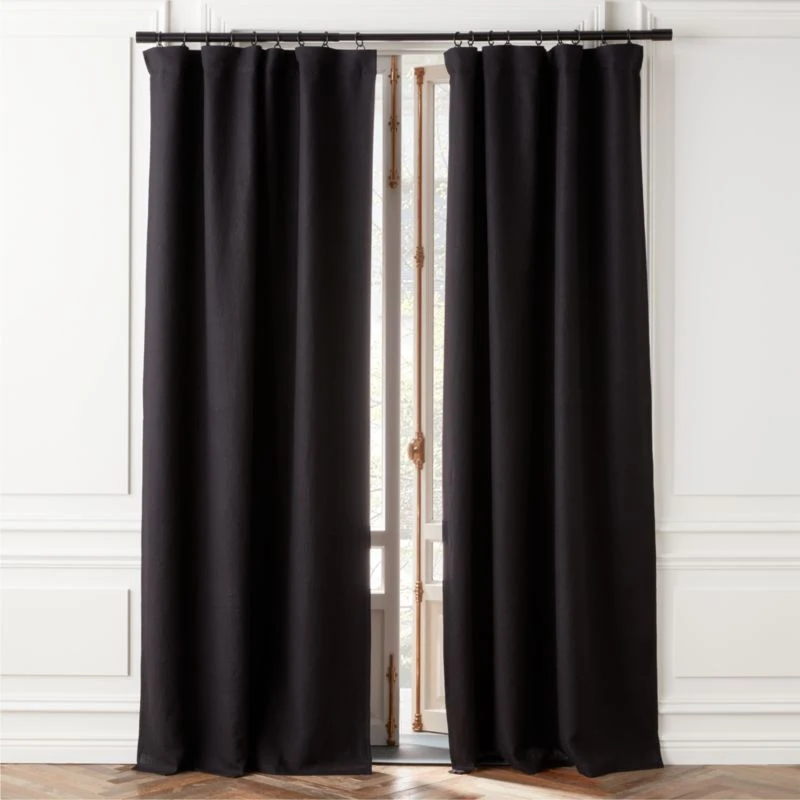 Black Linen Blackout Window Curtain Panel 48''x84'' 1 Black Linen Blackout Window Curtain Panel 48''x84''