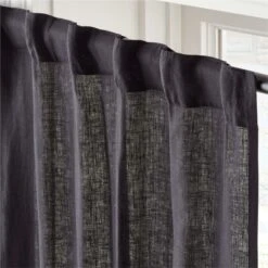 EUROPEAN FLAX™-Certified Linen Black Window Curtain Panel 48''x84'' -Optimal Furniture Store LinenBlack96CurtainPnlAV2SHS23