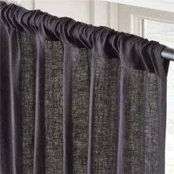 EUROPEAN FLAX™-Certified Linen Black Window Curtain Panel 48''x84'' -Optimal Furniture Store LinenBlack96CurtainPnlAVSHS23
