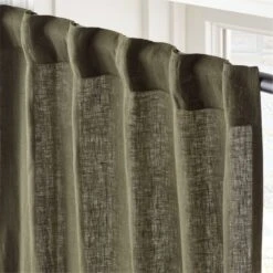 EUROPEAN FLAX™-Certified Linen Forest Green Window Curtain Panel 48''x84'' -Optimal Furniture Store LinenFrtGrn96CurtainPnlAV2SHS23