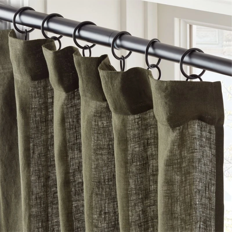EUROPEAN FLAX™-Certified Linen Forest Green Window Curtain Panel 48''x108'' 2 EUROPEAN FLAX™-Certified Linen Forest Green Window Curtain Panel 48''x108'' - Image 2