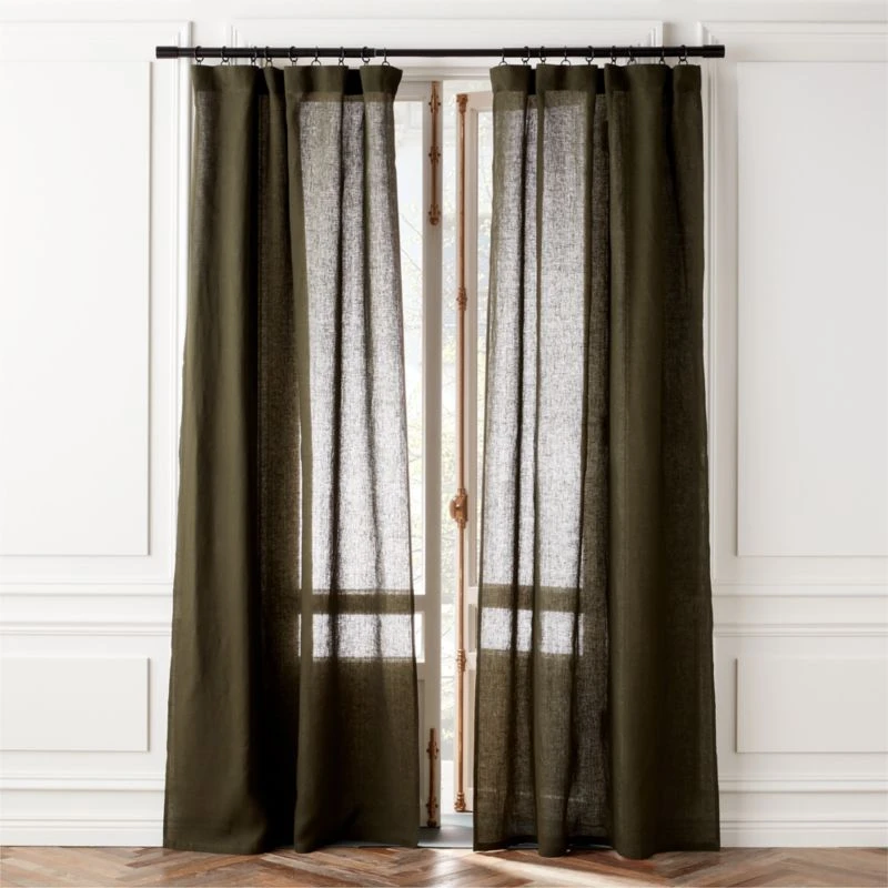 EUROPEAN FLAX™-Certified Linen Forest Green Window Curtain Panel 48''x108'' 1 EUROPEAN FLAX™-Certified Linen Forest Green Window Curtain Panel 48''x108''
