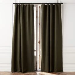 Forest Green Linen Blackout Window Curtain Panel 48''x84''