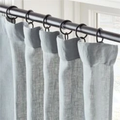 Lead Blue Linen Window Curtain Panel 48''x84'' -Optimal Furniture Store LinenLead96PanelROS23
