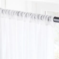 White Linen Sheer Window Curtain Panel 48"x84" 5 White Linen Sheer Window Curtain Panel 48"x84" -Optimal Furniture Store LinenShrWhitePanel96inAV2SHF21