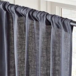 EUROPEAN FLAX™-Certified Linen Smokey Blue Window Curtain Panel 48''x84'' -Optimal Furniture Store LinenSmkBl96CurtainPnlAVSHS23