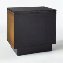 Logan 2-Drawer Brass And Black Marble Nightstand -Optimal Furniture Store LoganBrsNBlkMrblNghtstnd3QBF20