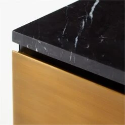Logan 2-Drawer Brass And Black Marble Nightstand -Optimal Furniture Store LoganBrsNBlkMrblNghtstndAVF20