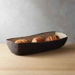 Lorena Black Woven Bread Basket -Optimal Furniture Store LorenaLongOvalBlkBreadBsktROS18