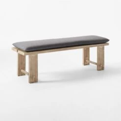 Lupine Teak Outdoor Dining Bench With Sunbrella ® Cushion -Optimal Furniture Store LupineDiningBench3QSSS22