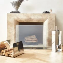 Maddox Polished Nickel Log Holder -Optimal Furniture Store MaddoxCollectionFHF22