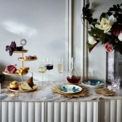 Betty Glass Tealight Candle Holder Set Of 6 -Optimal Furniture Store MaeChampagneGoldNV20 1x1