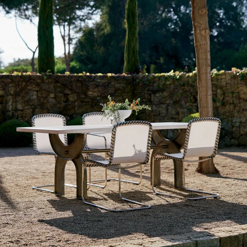 Enzo Natural Sunbrella ® Outdoor Armless Sling Chair Set Of 4 4 Enzo Natural Sunbrella ® Outdoor Armless Sling Chair Set Of 4 - Image 4