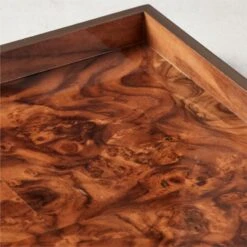 Marq Rectangular Burl Wood Tray -Optimal Furniture Store MarqSqBrlwdTray16x16inLrgAVSHS21