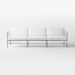 Marteau Black Iron Outdoor Sofa With White Sunbrella® Cushions -Optimal Furniture Store MarteauSofaSOSSS23