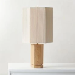 Maya White Ebonized Oak Wood Table Lamp