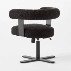 Mezza Charcoal Grey Boucle Office Chair -Optimal Furniture Store MezzaCharcBclChair3QBSSS23