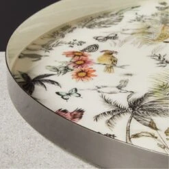 Jungle Print Round Serving Tray 7 Jungle Print Round Serving Tray -Optimal Furniture Store MidnightJnglEnmlSrvngTryAVSHF20
