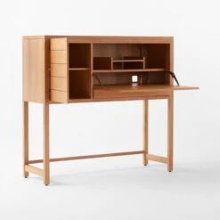 Monte Nido Oak Wood Secretary Desk -Optimal Furniture Store MonteNidoDesk3QAVSSS22